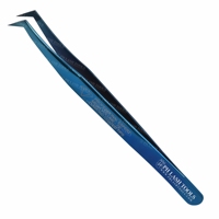 Pincettes professionnelles bleues pour Extension de cils, Type L, pincettes à pointe revêtue en diamant, pincettes pour Volume et Isolation, vente en gros
