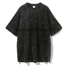 T-shirt à séchage rapide et délavé à l'acide pour homme Haut de sport uni en coton/polyester - Product Image 4