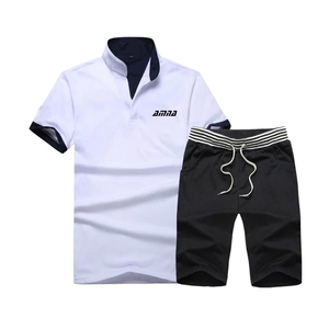 Casual Wear Men T Shirt in Purple Color With Denim Shorts Private Logo Embroidery for Sale - Product Image 3