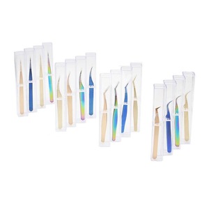 Mini pinzas para extensión de pestañas, Punta inclinada de acero inoxidable, venta al por mayor - Product Image 5