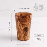 Mug ArtisRaw en bois d'olivier fait main, écologique, style Japandi, modèle DT001, pour cadeaux d'affaires, espresso et boissons froides/chaudes
