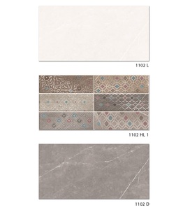 Couleur grise avec des carreaux de mur brillants décoratifs de conception de fleur de couleur noire 30x60cm - Product Image 3