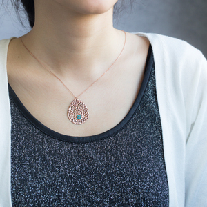 Pendentif martelé en forme de poire turc en argent Sterling 925, bijoux élégants et à la mode pour femme, vente en gros - Product Image 2