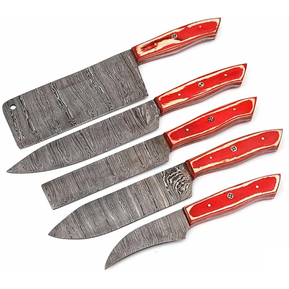 Изготовленный на заказ логотип, профессиональный набор шеф-поварских ножей, индивидуальный набор из дамасской стали, набор шеф-поварских ножей из высококачественной стали