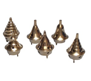 Kalavastu Artesanía Quemador de cono de latón de alto diseño 2,5 pulgadas de altura Acabado pulido Juego de 6 piezas para todas las estaciones - Product Image 2