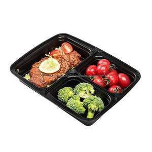 High-end Most Popular Products 2025 Factory 2 Compartments Disposable Plastic Food <b>Container</b> with Lid Black Color <b>Takeaway</b> - Product Image 3