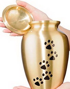 Brass Cremation Pet <b>Urn</b> With Paw Printing Handcrafted Metal Pet <b>Urns</b> For Ashes high quality best selling brass <b>urn</b> - 5 Paw print - Product Image 5