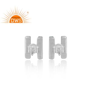 Ajave-pendientes de cobre con forma de H para mujer, joyería con forma de H, de plata fina 925, con cierre de tuerca de piedras preciosas - Product Image 4