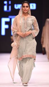 ELEGANT ORGANZA LONG <b>TOP</b> ,PANT DRESS EMBELLISH EMBROIDERY WITH CRYSTAL GLASS BEADS,DABKA,WORK for Party-WEAR/WEDDING@ 2022 - Product Image 2