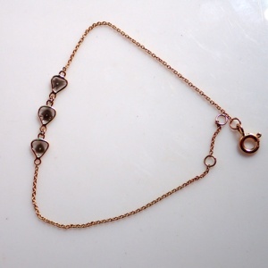 Best Classic Diamond Style 14k <b>Solid</b> Gold Handmade Chain <b>Bracelet</b> Adjustable for Weddings & Parties Great Gift Ideas - Product Image 2