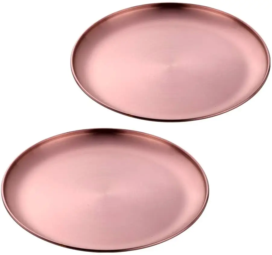 Indian factory round wedding food plate stainless steel rose gold charger plate cheap price