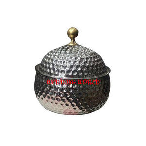 Cazuela de diseño martillado con acabado dorado de doble pared de Metal, última llegada, calentador de alimentos de metal al por mayor - Product Image 4