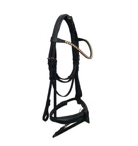 Brida de cuero para caballo con piedras premium en la frente, cómoda y personalizable, para equitación - Product Image 1