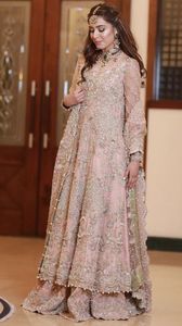 Vestido de novia con cuentas de cristal, elegante vestido de novia con cuentas de cristal, trabajo de piedra para boda, deslumbrante, largo, Kurin con Lehenga, 2021 - Product Image 2