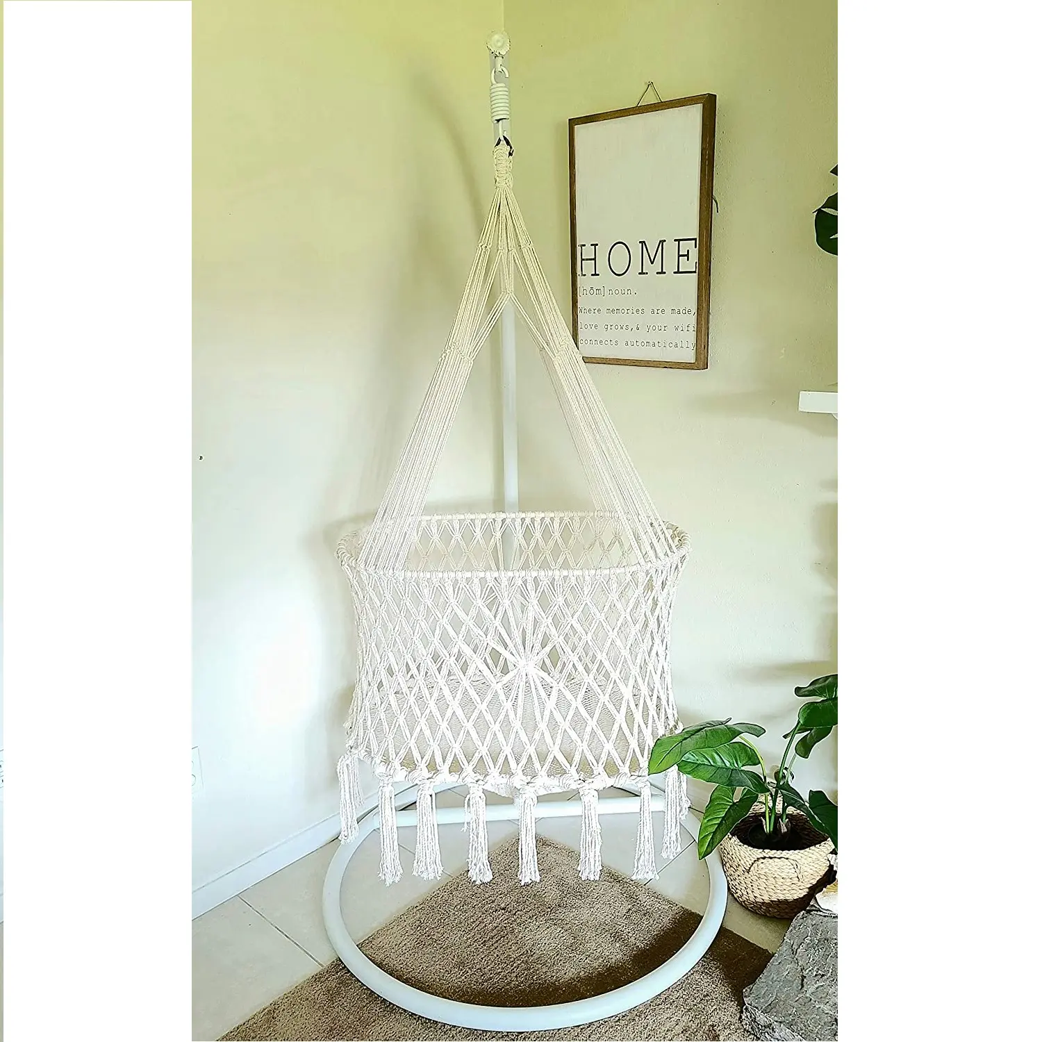 Macrame เปลแขวนได้สะดวกสบายและพกพาได้,เปลไกวแบบแขวนสำหรับเลี้ยงเด็กทารกเตียงนอนเด็กเล็ก