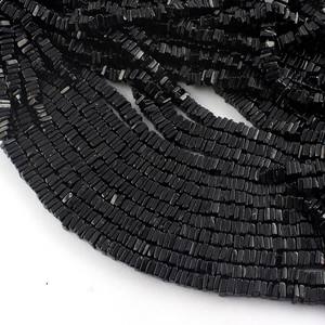 Perles fines carrées lisses Heishi, spinelle noire, pierres précieuses en vrac, bijoux naturels, perles - Product Image 2