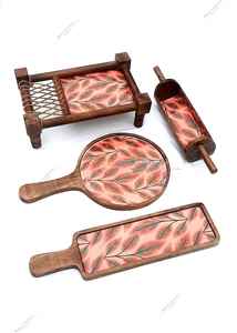 Bandeja DE SERVICIO DE MADERA elegante hecha a mano, decoración duradera y hecha a mano para el hogar, cocina, bodas y regalos - Product Image 2