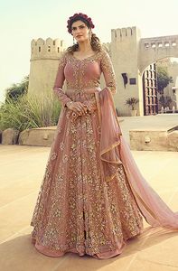 Indian/Pakistani Beautiful-Long-<b>Jacket</b>-with Lehenga-dress Embellished in crystal glass beads stone work for Wedding=2020... - Product Image 2