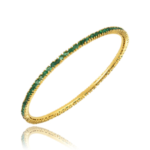 Elegante estilo Ins, brazalete de tenis de piedra doble esmeralda de Plata de Ley 925 chapado en oro para damas y niñas, joyería de regalo de boda - Product Image 1