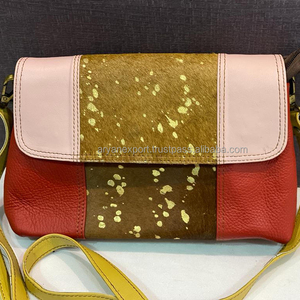 Sac à main en cuir véritable pour femmes, sacoche à bandoulière en cuir véritable, sacoche en fourrure métallique, Unique et élégante - Product Image 1