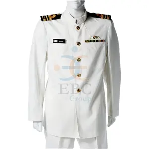 Groothandel Witte Jurk Blauw Uniform Bulkvoorraad 100% Katoen Of 100% Polyester Stof Op Maat Gemaakte Uniformen Voor Officieren