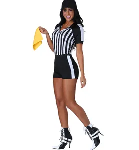 Amerikan futbolu hakem üniforma kadın hakem kostüm bayan seksi Cut-Out hakem kostüm seti