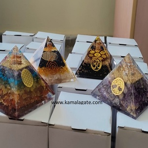 Pyramide d'orgone en cristal de pierres précieuses naturelles en gros avec artisanat en pierre semi-précieuse en cuivre pour la protection contre les CEM et l'artisanat en pierre semi-précieuse de guérison Orgonite - Product Image 4