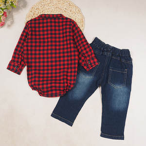 Conjunto Vintage para niños a precios competitivos de Bangladesh YD Woven Check Shirt & Jeans Pant Efecto de lavado suave para niños de todas las edades - Product Image 3