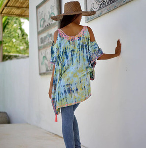 Top Kaftan Bohemio de Verano con Cuello Redondo, Estilo Casual y Elegante, 100% Rayón, Tejido Suave y Transpirable, 1 Pieza, Servicio OEM - Product Image 3