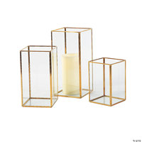 Lanterne carrée en verre transparent écologique faite à la main avec cadre en laiton, centre de table de mariage, boîte votive imprimée en sérigraphie 1 couleur