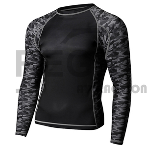 Camisa deportiva para hombre Rash Guard BJJ Long Plain poliéster diseño libre personalizado al por mayor MMA sublimación personalizada OEM Gsm Lycria - Product Image 1