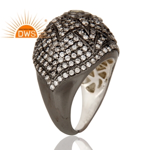 Ensemble de bagues en Zircon blanc, Style victorien, vente en gros de bijoux, bagues en argent faites à la main - Product Image 2