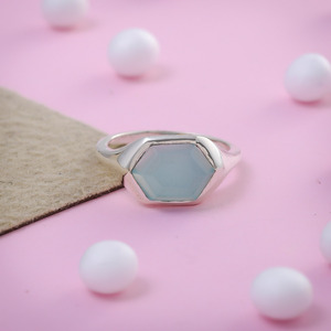 Exclusif 925 argent sterling aqua calcédoine pierre précieuse classique bijoux fins bague grossiste fournisseur - Product Image 2