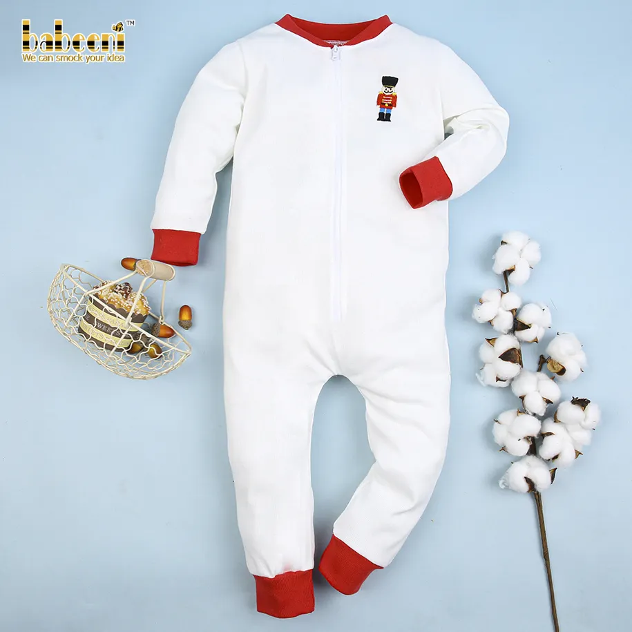 Soldier hand embroidery long bubble OEM ODM baby boy clothing wholesale baby smocked clothing - ST087