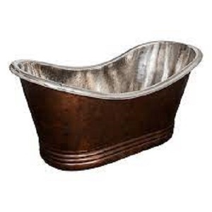 Antique Finished Nickel Polished Single and Double <b>Slipper</b> Copper Bath Tub Free Standing Inside Mosaic for Bathroom - Product Image 5
