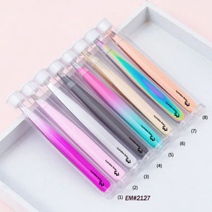 Pinzas de cejas de etiqueta privada de acero inoxidable, nuevo diseño, alta calidad, con embalaje de tubo - Product Image 1