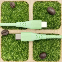 Cable de Carga USB C Trenzado de Cobre Puro Color Verde Hierba - Puerto C a C de 1M para Computadora con Patrón 3D en el Conector