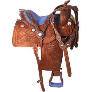 Selles de cheval Western en cuir véritable de qualité supérieure plusieurs tailles (14-18 '') et couleurs pour les courses de barils - Product Image 2