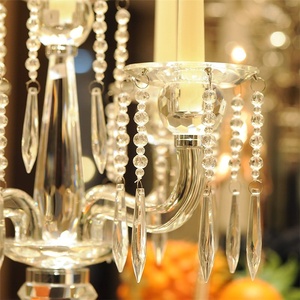 Chandelier en cristal fait à la main, 1 pièce, haut, en cristal, pour mariage, porte-bougie avec cristaux suspendus - Product Image 4