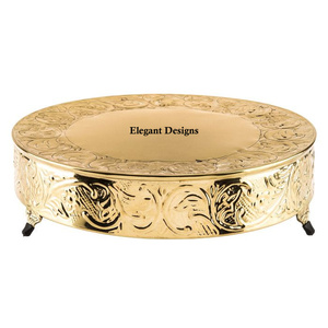 Soporte de Metal de alta calidad para pasteles, soporte de pastel hecho a mano con forma redonda chapada en oro, elegante, decorativo, indio - Product Image 1