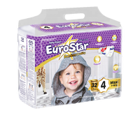 Pañales Desechables EUROSTAR de Algodón Impreso para Bebé, Tipo Pantalón, con Protección Antifugas, Superficie Seca, SAP Importado de 2 Capas, OEM Turco