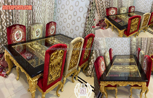 Juego de Comedor de Madera con Acabado Dorado Estilo Italiano para 8 Personas, Tamaño Personalizado, Color Personalizado - Product Image 4