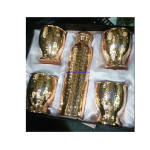 Luxury Hammered Polish Copper Water Glasses New Design 2 Tumblers Bottle Hot <b>Sale</b> Glass Drinkware - Product Image 1