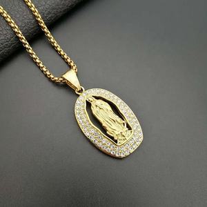 Colgante de acero inoxidable chapado en oro para mujer, joyería religiosa, cristales ostentosos, diamantes de imitación, colgante de <span class=keywords><strong>la</strong></span> <span class=keywords><strong>Virgen</strong></span> María, colgante de <span class=keywords><strong>la</strong></span> <span class=keywords><strong>Magdalena</strong></span> - Product Image 6