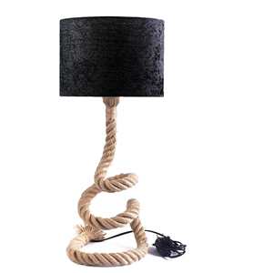 Rope Made Designer Stand and Shade Made of Black Fabric Hand Made Crafted Decorative Table and Desk <b>Lamp</b> - Product Image 1