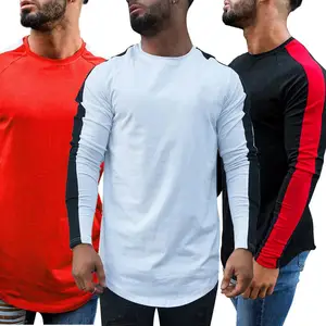 उच्च गुणवत्ता पुरुषों की पूर्ण आस्तीन साइड stripesT-शर्ट