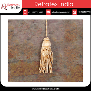 Llavero amarillo con borlas de buena calidad, fabricación de borlas de larga duración de la India - Product Image 2