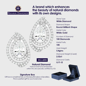 Pendientes de oro blanco puro de 10K con diamantes reales Pendientes de diamantes elegantes a la venta - Product Image 4