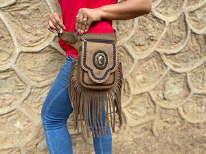 Riñonera de cuero con flecos para mujer, riñonera de moda - Product Image 5