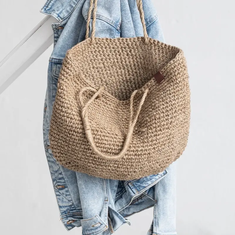 Häkeln Sie Jute Umhängetasche/Handtasche/Einkaufstasche Natural Jute Einkaufstaschen Made in Vietnam